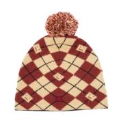 Acne Studios Argyle Face Beanie Mössa Röd/Beige Multicolor, Herr