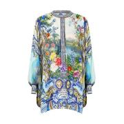 Camilla Silke Batwing Ärm Blus Multicolor, Dam