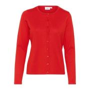 Saint Tropez Flame Scarlet Cardigan med rund hals Red, Dam