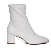 Stuart Weitzman Beige Mocka Ankelboots Elegant Stil White, Dam