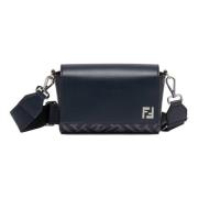 Fendi Blå Crossbody-väska med FF Appliqué Blue, Herr