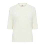 Soaked in Luxury Vit Stickad Pullover Slalika Stil White, Dam