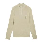 Lyle & Scott Mid Knits Räfflad Quarter Zip Tröja Beige, Herr