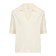 Soaked in Luxury Vit Polo Pullover Whisper Kortärmad White, Dam