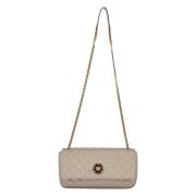 Versace Vadderad läder crossbodyväska med kedja Beige, Dam