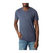 Jack & Jones Blå Marl Bomull Kortärmad T-shirt Blue, Herr