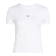 Calvin Klein Jeans Vit Bomull Rund Hals T-shirt White, Dam