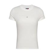 Tommy Jeans Vit Bomull T-shirt Rund Hals White, Dam