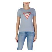 Guess Klassiskt Logo Tee Blå Bomull T-shirt Blue, Dam