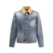 Alexander McQueen Lyxig Denimjacka med Mockakrage Blue, Herr