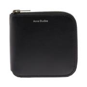 Acne Studios Svart läderplånbok med dragkedja Black, Dam