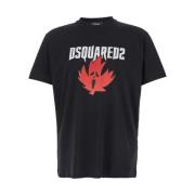 Dsquared2 Svart Maple Print T-shirt Black, Herr