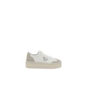 Prada Vita Läder Plattform Kil Sneakers White, Dam