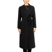 Max Mara Svart ullrock med bälte Black, Dam