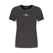 Calvin Klein Svart Bomull Tee Klassisk Passform Black, Dam