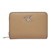 Calvin Klein Elegant Beige Dragkedja Plånbok Beige, Dam