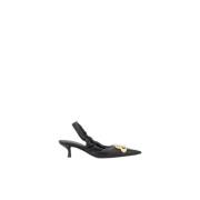 Balenciaga Snygga Läder Slingback Kitten Heel Pumps Black, Dam