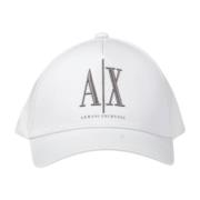 Armani Exchange Vit Bomull Baseballkeps med Justerbar Rem White, Herr