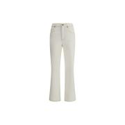 Tory Burch Flare Cropped Jeans Five-Pocket Style White, Dam