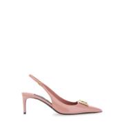 Dolce & Gabbana Rosa Logo Plaque Slingback Pumps Läder Pink, Dam