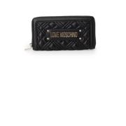 Love Moschino Svart Quiltad Dragkedja Plånbok Black, Dam