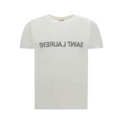 Saint Laurent Monogram Crew Neck T-Shirt White, Herr