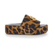 Balenciaga Leo Printed Brown Slide Sandals Brown, Dam