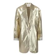 Alysi Guldtyg Blazer med Reguljär Revers Yellow, Dam