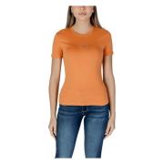 Desigual Orange Print Kortärmad T-shirt Orange, Dam