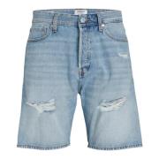 Jack & Jones Ljusblå Ripped Denim Shorts Blue, Herr