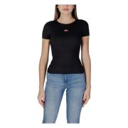 Tommy Jeans Svart Sweetheart Halsring Tee Klassisk Passform Black, Dam