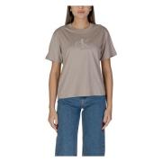 Calvin Klein Jeans Beige Plain Cotton Tee Short Sleeve Beige, Dam