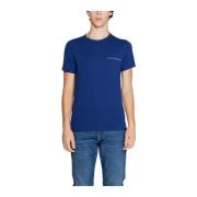 Emporio Armani Blå Crew Neck T-shirt Enkel Mönster Blue, Herr