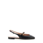 Pollini Svarta Läder Slingback Ballerinaskor Black, Dam