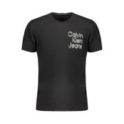 Calvin Klein Svart Bomull Tryck Logo T-shirt Black, Herr