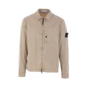 Stone Island Ljus Beige Bomull Skjortjacka Beige, Herr