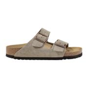 Birkenstock Klassiska läderslippers för kvinnor Beige, Dam