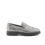 Made in Italia Metallic Brogue Loafer med Öppenarbetsdetaljer Gray, Da...