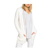 VILA Vit Stickad Öppen Fram Cardigan White, Dam