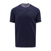 Brunello Cucinelli Silke och bomull crew-neck t-shirt Blue, Herr