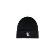 Calvin Klein Monogram Cuffed Beanie Hat Black, Herr