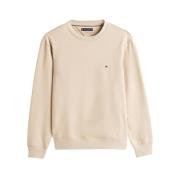 Tommy Hilfiger Beige Crewneck Sweatshirt med Broderad Logotyp Beige, H...