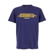 Dsquared2 Blå Logo Print Crewneck T-shirt Bomull Blue, Herr