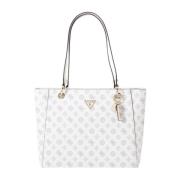 Guess Noelle Tote Axelväska med All-Over Logo White, Dam