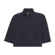 Bottega Veneta Blå Polo Tröja med Brodyr Blue, Dam