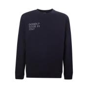 Dondup Blå Crew-neck Sweatshirt med Logo Print Blue, Herr