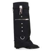 Givenchy Padlock Knee Boots med dragkedjeficka Black, Dam