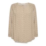 Soaked in Luxury Khaki Green And White Dots Blus Beige, Dam