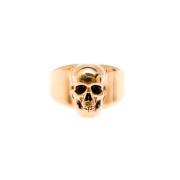 Alexander McQueen Skull Ring Mässing Guld Graverat Logotyp Yellow, Her...