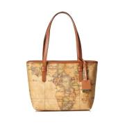 Alviero Martini 1a Classe Geo Print Läder Trim Shoppingväska Beige, Da...